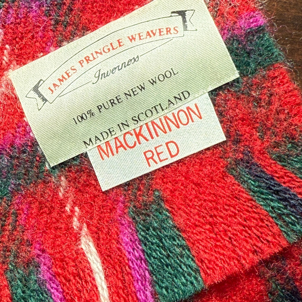 Vintage James Pringle Weavers Red Wool Scarf, Made in Scotland 🏴󠁧󠁢󠁳󠁣󠁴󠁿
